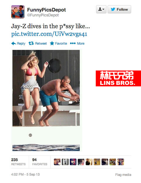 Jay Z赤裸上身跳入泳池搞笑照片引起互联网震荡..也激发了恶搞界PS创意 (14张图片) 