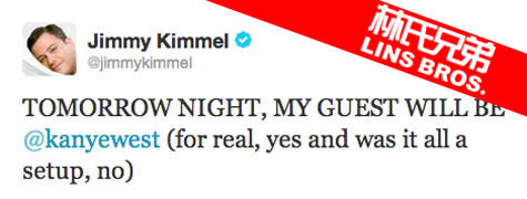 Kanye West 和脱口秀主持人Jimmy Kimmel正闹翻..他们将在电视直播现场正面交锋