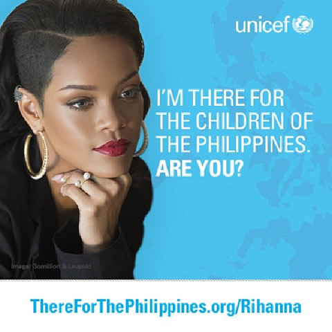 UNICEF联合国儿童基金会与Rihanna联合发起There For the Philippines活动 (图片)