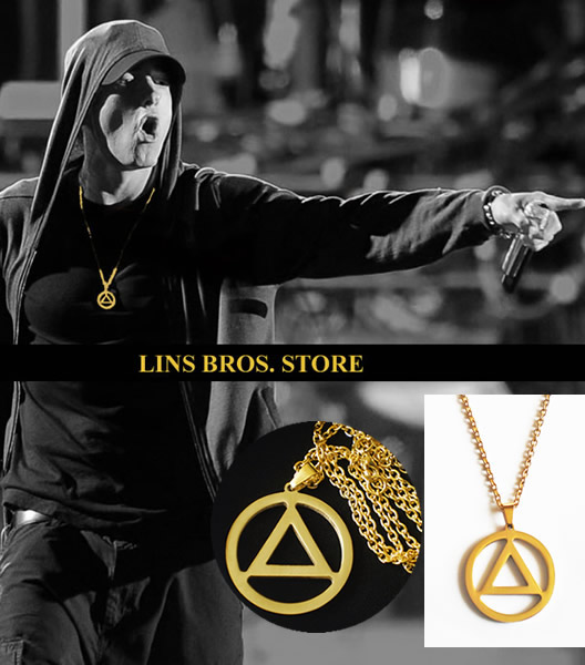 @林氏兄弟LINSBROS商城：Eminem 金!三角 大号3.5厘米圆形24K镀金项链闪耀登陆