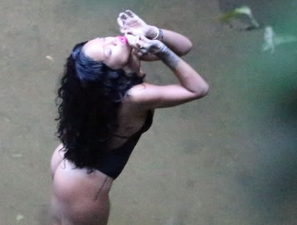 性感不停止! Rihanna穿极限比基尼在瀑布下面湿身照片看了不会让你失望 (10张照片)