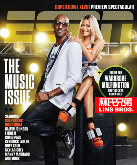 科比带上眼镜, Nicki Minaj手靠在他肩膀上一起登上ESPN杂志封面 (照片)