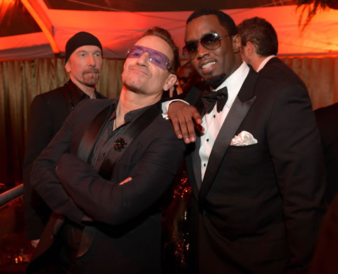 嘻哈第一富豪Diddy和性感女友Cassie出席金球奖..Usher, U2也到场 (7张照片)
