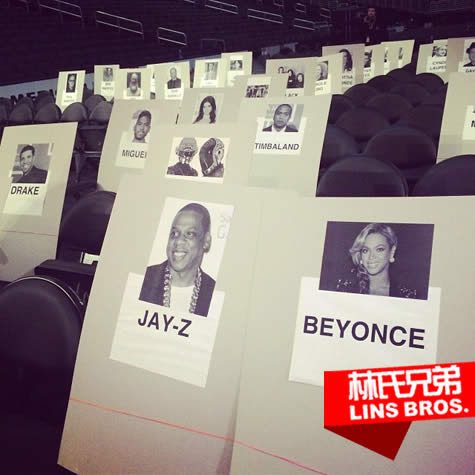 2014年56届格莱美Grammy Awards座位表：Jay Z和Beyonce夫妻头排, Drake不远..(照片)