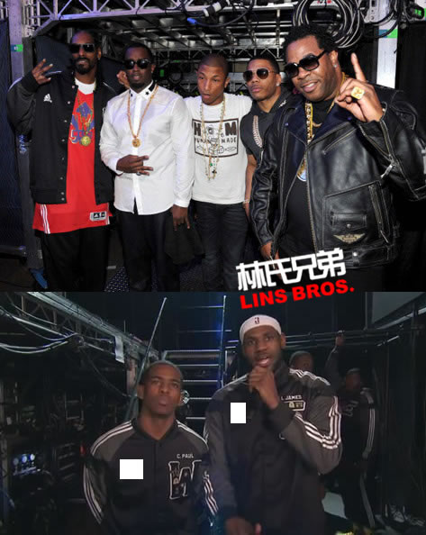 嘻哈全明星Pharrell, Nelly, Diddy & Snoop Dogg在2014 NBA全明星赛演出 (视频+照片)