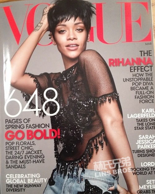 Rihanna 再次登上Vogue封面..这次是美国版 (图片)