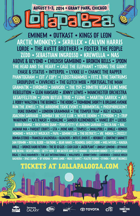 Eminem作为Lollapalooza 2014大型音乐节头号嘉宾海报发布 (图片)