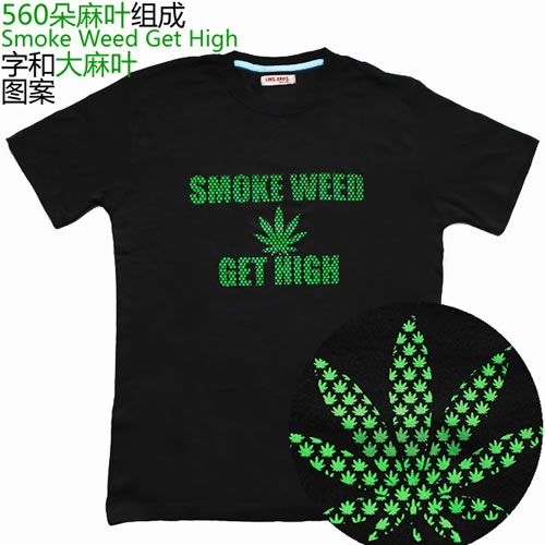 @林氏兄弟LINSBROS嘻哈商店：Smoke Weed 560朵麻叶组成图案T恤登陆 