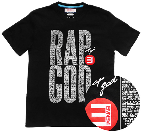 @林氏兄弟LINS BROS.嘻哈商店 : Eminem x Rap God超大竖版歌词T恤登陆