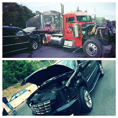 Fabolous 在纽约皇后区出车祸..和2部卡车相撞 (照片)