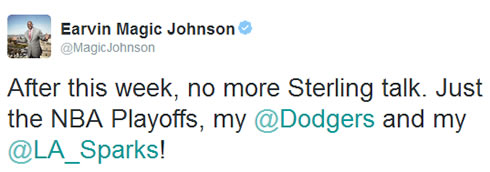 魔术师约翰逊对“臭名昭著”的NBA快船队老板Sterling的再次公开攻击嗤之以鼻 (图片)