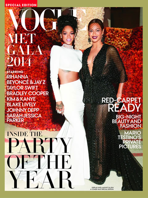 Rihanna和Beyoncé一起登上Vogue杂志的Met Gala期刊封面..Jay Z是大赢家 (照片)