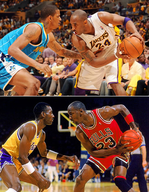篮球之神乔丹和神的儿子科比拥有相同基因..无数个篮球动作一模一样 (14张照片对比/Pt.1)