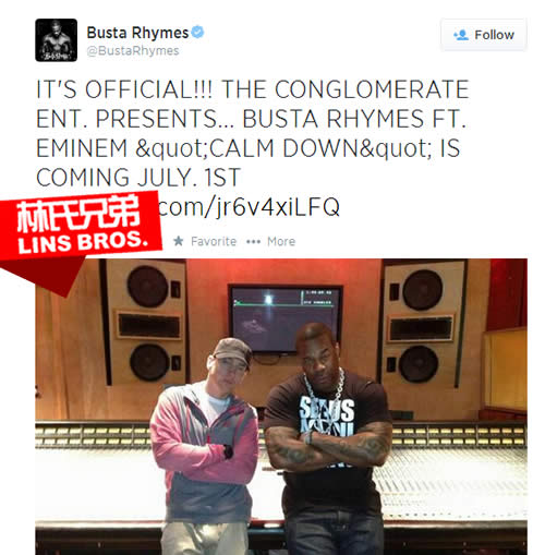 出炉了！Eminem客串Busta Rhymes歌曲Calm Down即将发布 (时间/录音室照片)
