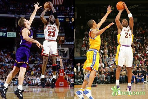 篮球之神乔丹和神的儿子科比拥有相同基因..无数个篮球动作一模一样 (14张照片对比/Pt.1)