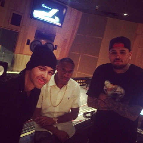 Chris Brown与好兄弟Tyga, Lil Boosie在录音室里 (照片)