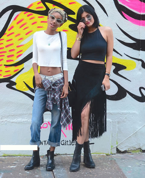 Willow Smith和闺蜜/卡戴珊妹妹Kylie Jenner在纽约挑选衣服..时尚 (4张照片)