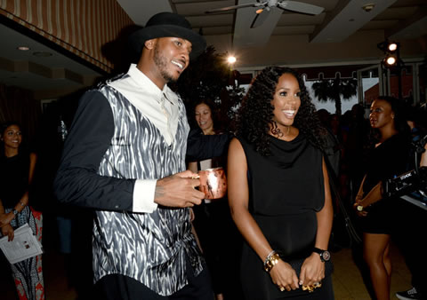 NBA巨星安东尼搞得很时尚遇见Kelly Rowland..Kelly的大肚子是焦点 (7张照片)