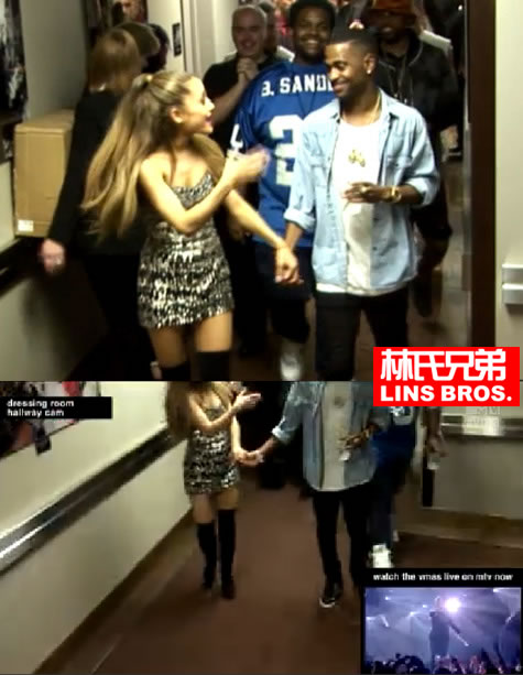 公开爱情! Ariana Grande和Big Sean在VMAs现场电视直播手牵手秀爱情 (视频)
