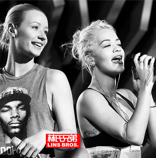 Iggy Azalea与Rita Ora为2014 MTV音乐录影带大奖彩排歌曲Black Widow (照片)
