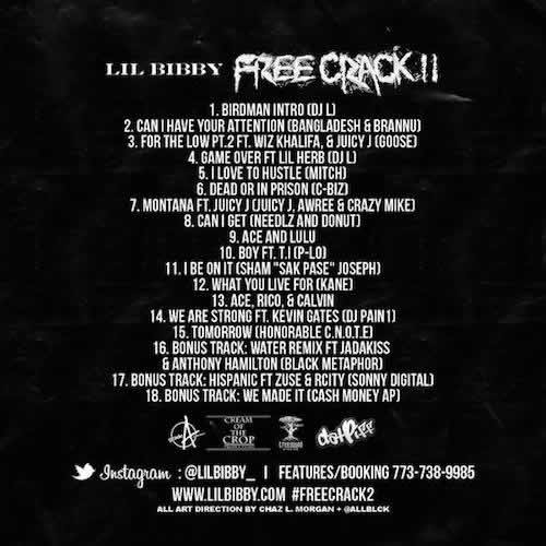  T.I., Wiz Khalifa, Juicy J, Jadakiss等加入Lil Bibby最新Mixtape：Free Crack II(18首歌曲免费下载)