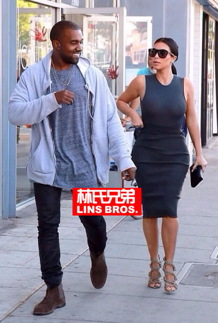 当卡戴珊没穿内衣上街乳头隐约凸起..老公Kanye West什么表情? (6张照片)