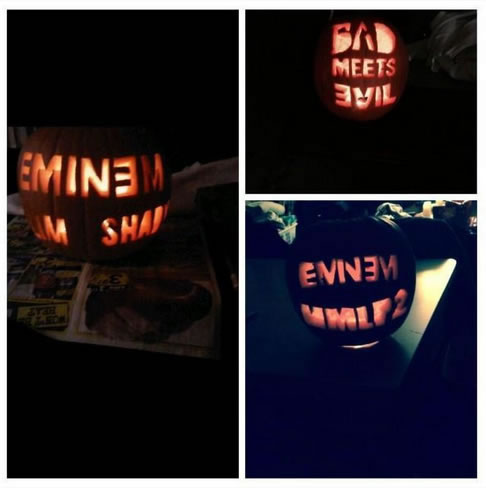 万圣节还没有正式到..Eminem的疯狂Stan们已经提前祝偶像节日快乐..各种阿姆元素南瓜灯 (照片)