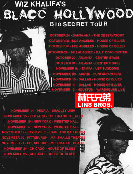 停不下来..Wiz Khalifa宣布Blacc Hollywood Big Secret Tour巡回演唱会 (海报)