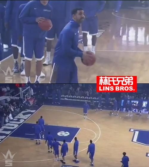 尴尬尴尬! Drake和肯塔基大学野猫队一起篮球热身时投篮三不沾..所有人都在看包括所有球员 (视频)