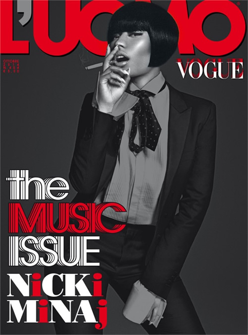 Suit and Tie! Nicki Minaj登上意大利男性杂志L’Uomo Vogue封面..叼了根烟 (图片)