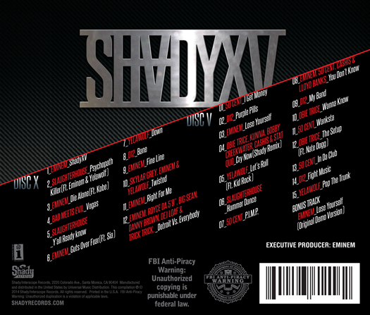 Eminem新专辑ShadyXV官方歌曲名单放出..阿姆执行制作 (图片)