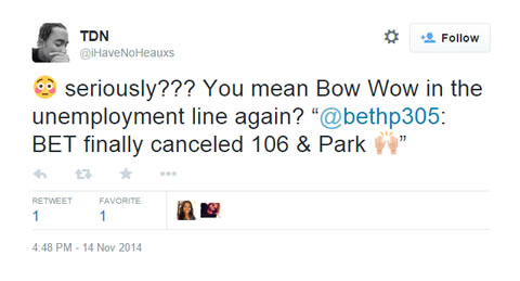 躺着中枪..BET关闭电视节目106 & Park..可怜的节目主持人Bow Wow吃子弹..挺滑稽的 (16张图片)