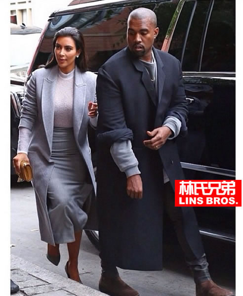 卡戴珊上衣要被撑坏了..极简主义不是嘴巴说说的..Kanye West和老婆卡戴珊极简大气着装 (4张照片)