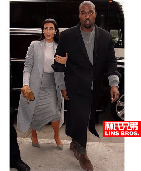 卡戴珊上衣要被撑坏了..极简主义不是嘴巴说说的..Kanye West和老婆卡戴珊极简大气着装 (4张照片)