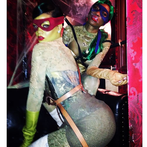 忍者神龟可以很性感..Rihanna和她的伙伴万圣节变成了4只女忍者神龟 (7张照片)