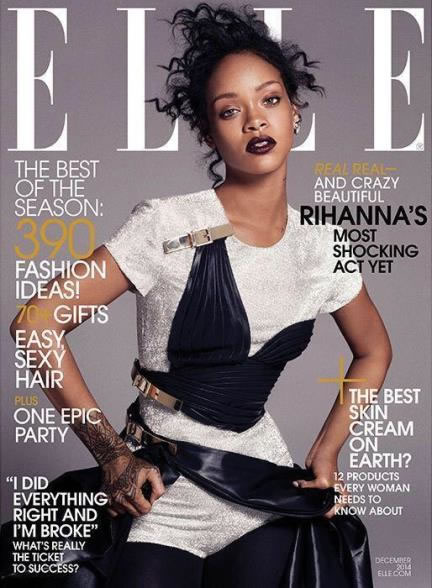 性感Rihanna登上Elle杂志封面 + 全裸内页照片 (7张照片)