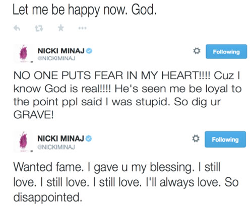Uh oh!! 由爱生恨..Nicki Minaj和前男友在推特上吵架..互相攻击 (图片)