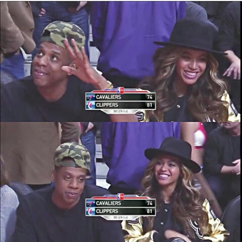 Beyoncé和老公Jay Z再看NBA比赛..这次是快船Vs.骑士 (7张照片)