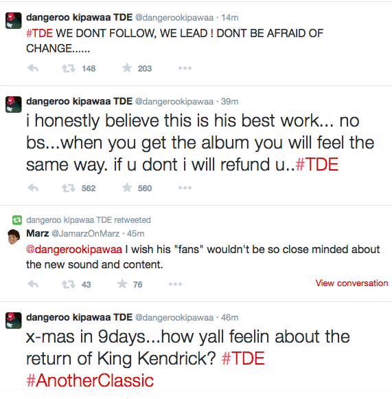 非常有意思的一种做法..Kendrick Lamar厂牌老板说如果他的新专辑不能让你满意, 他会给你退款