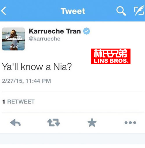 实际上Karrueche早就发现不对了..她在爆炸性消息出来几天前在推特上留下男友Chris Brown女儿妈妈的名字 (图片)