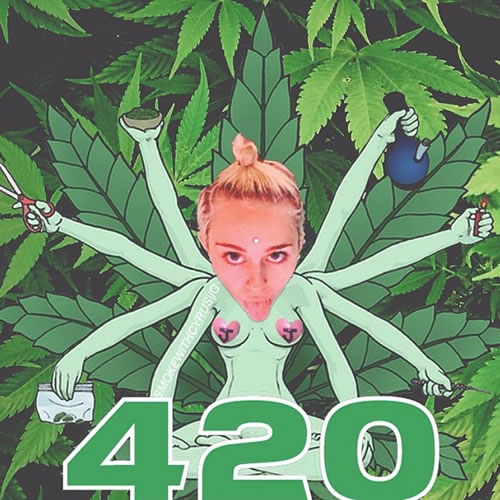 疯狂的4/20世界大麻日..爱好者Miley Cyrus疯了似的放出性感抽大麻等照片 (7张)