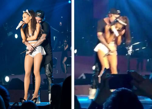 Justin Bieber就是这样多次亲密接触Big Sean女友Ariana Grande让后者吃醋很生气.. (5张照片)