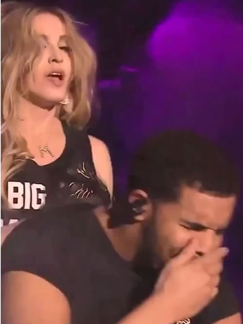 麦当娜凶猛一吻..把Drake吻成这样的表情..生不如死   Drake感到恶心? (4张照片)