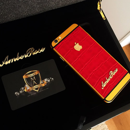 奢侈! Amber Rose的高端定制苹果6手机..都是好料 (照片)