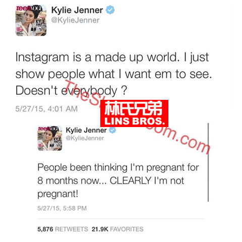 终于坐不住了..卡戴珊17岁妹妹Kylie Jenner出来告诉你有没有怀上男友Tyga孩子真相 (图片)