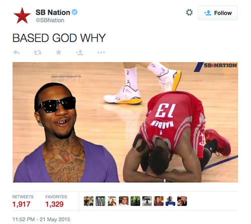 天才的Meme制造者们恶搞NBA火箭队巨星哈登被说唱歌手Lil B诅咒的后果 (10张搞笑照片)