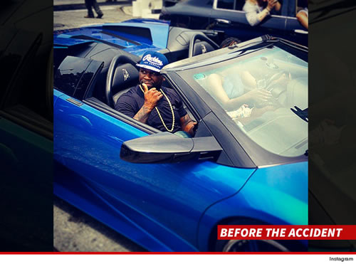 富豪的风范..50 Cent: 我很有钱我有风度..超级跑车兰博基尼被朋友撞破损, 他微笑处理 (3张照片)