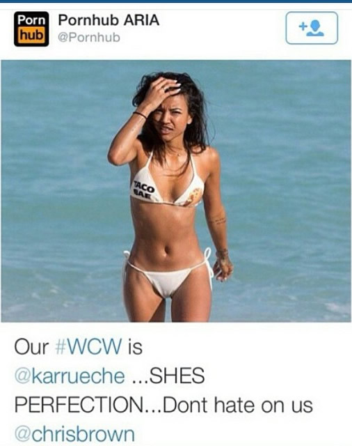 Chris Brown要气死了! 前女友Karrueche被著名成人视频网站调戏..同时挑衅Breezy (照片)