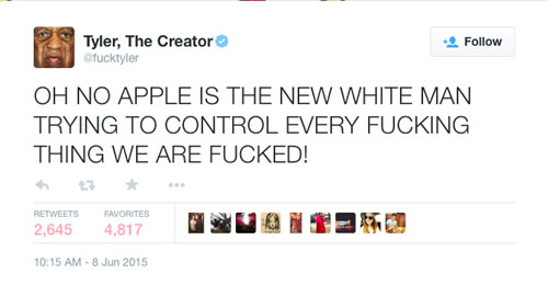 面对巨无霸苹果公司..勇敢的Tyler, The Creator感到非常害怕..不仅仅是Jay Z恐惧