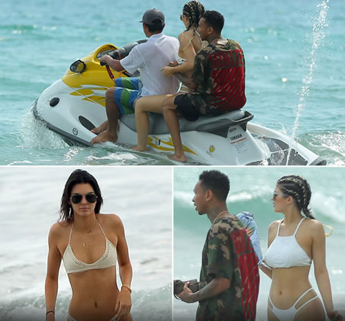 送了法拉利就是不一样..卡戴珊18岁妹妹Kylie Jenner和男友Tyga在海上这样“骑着”..亲密 (照片)